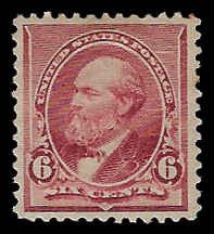 U.S. #224 Unused OG H; 6c Garfield (1890)