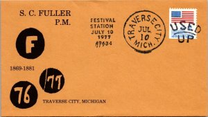 S.C. FULLER FESTIVAL STATION TRAVERSE CITY MICHIGAN EVENT CACHET COVER 1977