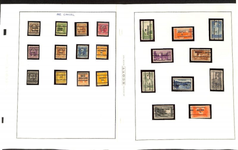 USA Precancel Stamp Collection on 13 Scott Pages