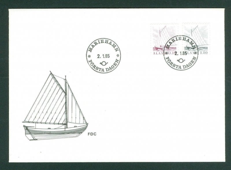 Aland. FDC  Cachet 1985.  Fishing Boat. 0.10+1.20 Mk.