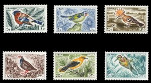 Lebanon #434-439 Cat$78, 1965 Birds, set of six, never hinged