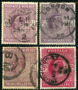 GREAT BRITAIN #139 #140 King Edward VII Postage Stamp Collection 1902-1911 Used