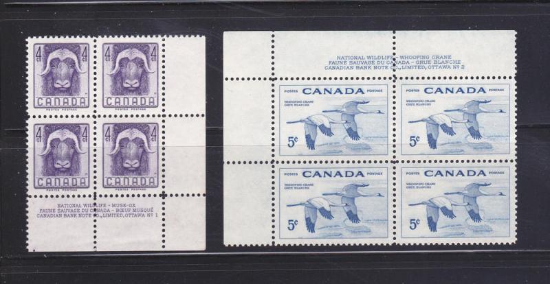 Canada 352-353 Inscription Blocks Set MNH Wildlife