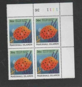 MARSHALL ISLANDS #176 1988 36c FISH MINT VF NH P/B4 bb