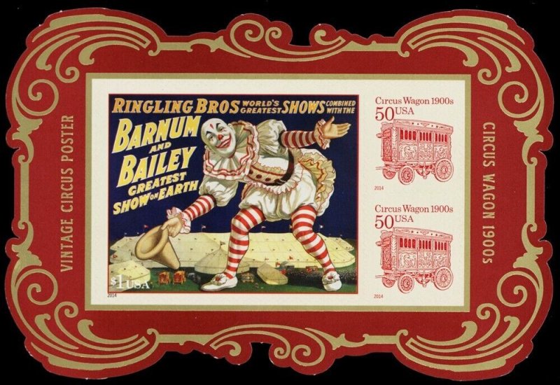 4905c RARE Die Cut Version Circus Souvenir Sheet - Stuart Katz 