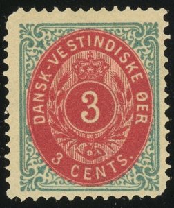 Danish West Indies #6 Coat of Arms 3c Postage Stamp 1874 Mint LH