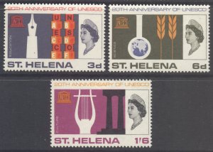 Saint Helena Scott 192/194 - SG209/211, 1966 UNESCO Set MH*