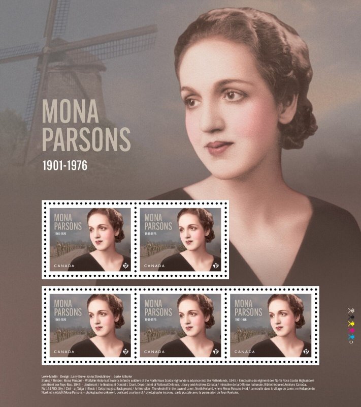 MONA PARSONS = WWII HERO = MiniSheet of 5 stamps SEALED pack Canada 2023 MNH
