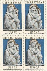 1985 Madonna Della Robbia Block of 4 22c Postage Stamps, Sc#2165, MNH, OG