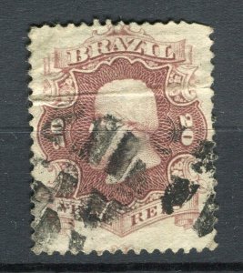 BRAZIL; 1860s classic Dom Pedro issue fine used 20r. value