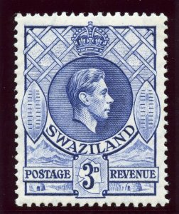 Swaziland 1947 KGVI 3d ultramarine (p13½x14) superb MNH. SG 32d. Sc 31.