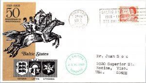 US SPECIAL EVENT CACHETED COVER BALTIC STATES 50 YEARS INDEPENDENCE 1918-1968