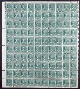 Scott 818  MILLARD FILLMORE Prexy Sheet of 100 US 13¢ Stamps MNH 1938