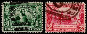 United States Scott 328-329 (1907) Used G-F, CV $8.50 P