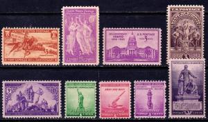 1940 Commemorative Year Set 9 Stamps Scott 894-902 MNH L1