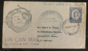 1940 Niuafoou Tonga Toga Islands Tin Can Mail Cover To Springfield Ma USA