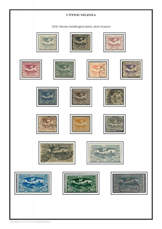 Upper Silecia 1920-1922 PDF (DIGITAL)  STAMP ALBUM PAGES