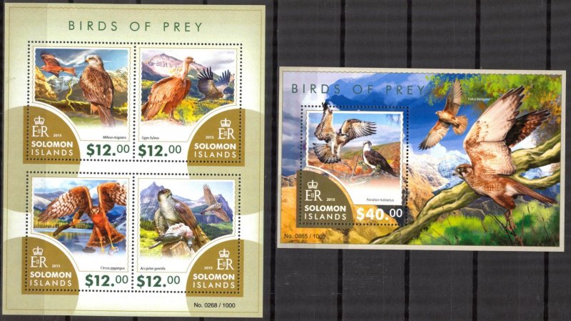 Solomon Islands 2015 Birds of Prey sheet +S/S MNH