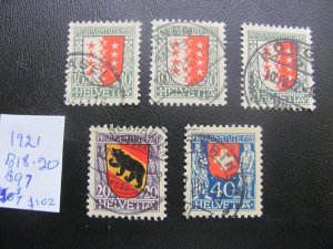 SWITZERLAND 1921 USED SC B18-20+ SET VF/XF $97 (185)