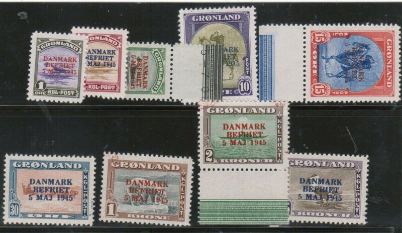 Greenland #19 - #27 Very Fine Never Hinged Set