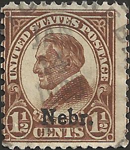 # 670 USED FAULT BROWN WARREN G. HARDING NEBRASKA OVERPRINT