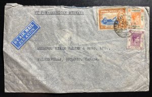 1941 Hong Kong Commercial Airmail cover To Waterville Canada Pan American Air