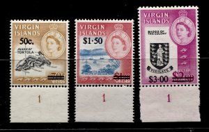 Virgin Island #173-175 QEII Surcharge Set of 3 MNH