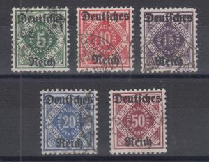 Wurttemberg Sc O59-O63 used 1920 Officials w/ Deutsches Reich overprints cplt