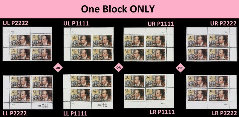 US 3135 Raoul Wallenberg 32c plate block 4 MNH 1997