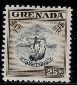 GRENADA QEII SG220, 25c black & sepia, NH MINT.