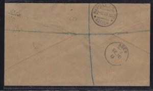 SOMALILAND COVER (P0312B) 1913  KGV 6 A  REG BERBERA VIA ADEN TO AUSTRIA