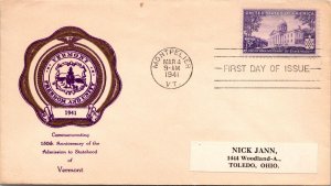 FDC 1941 SC #903 Rice Cachet - Montpelier, VT - Single - F70772