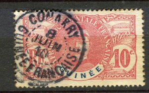 FRENCH COLONIES; GUINEE 1900s early Pictorial type used 10c. value + Postmark