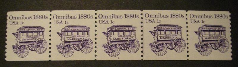 Scott 1897, 1 cent Omnibus, PNC5 #1, MNH Transportation Beauty