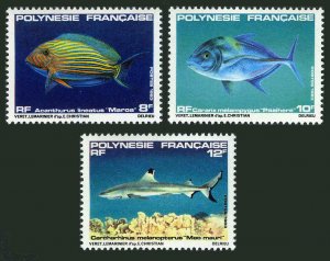 Fr Polynesia 373-375,MNH.Michel 369-371. Fish 1983.Acanthurus lineatus,Caranx