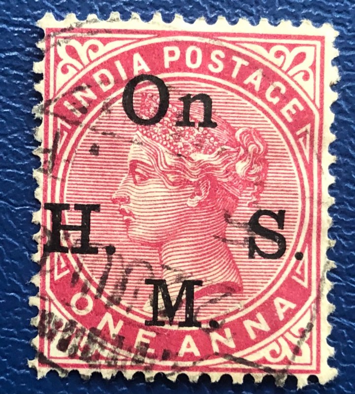 India Queen Victoria 1840 one anna on HSM Overprint used