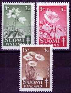 Finland B98-B100 MH Semi-Postal Flowers Plants Wood Anemone ZAYIX 051023S169M