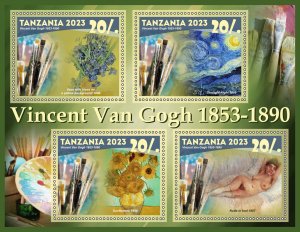 Stamps.Art,Painting Vincent Van Gogh 2023 year 1+1 sheets perf Tanzania NEW