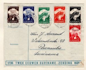 Dutch Cols SURINAME Cover 1935 MORAVIAN MISSION Charity Stamps Set{6} DL315