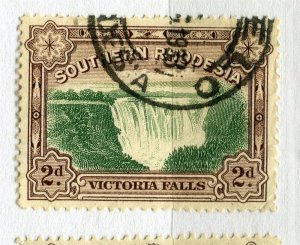 RHODESIA; 1932 early Victoria Falls issue 2d. fine used POSTMARK Gwelo