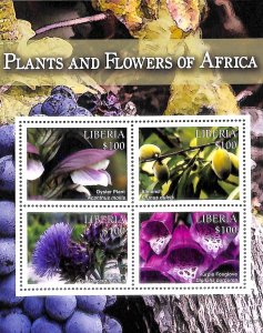 Liberia MNH S/S Plants & Flowers Of Africa 2015 4 Stamps