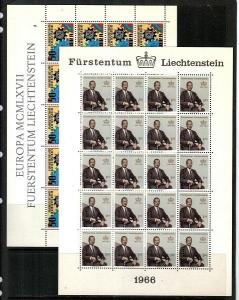 Liechtenstein Scott 401-3, 406-9, 410, 420 Mint NH sheets (Catalog Value $66)