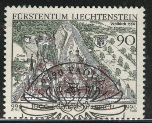 LIECHTENSTEIN Scott 1087 used CTO 1996 Austria Millennium