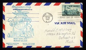 # C35 First Day cover with NYPO Cachet dated 8-20-1947