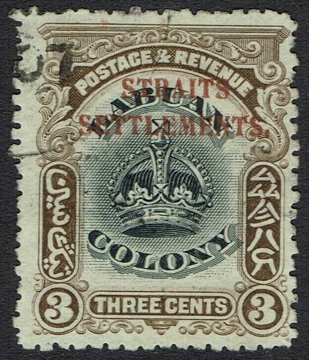 STRAITS SETTLEMENTS 1906 CROWN 3C USED 