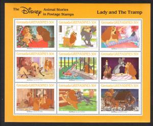 GRENADA -Disney LADY AND THE TRAMP -VF NH 9 Stamps