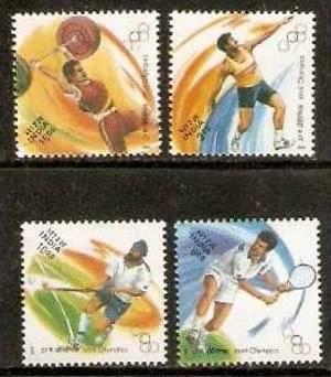 India 2000 Summer Olympic Sydeny Hockey Tennis Weightlifting Sc 1843-46 MNH 4v