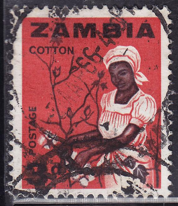 Zambia 7 USED 1964 Woman Picking Cotton