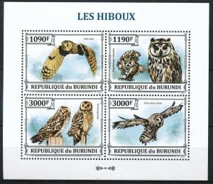 BURUNDI 2013 SHEET bur13311a HIBOUX OWLS BIRDS OISEAUX