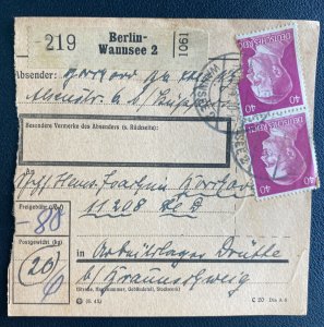 1944 Berlin Germany Parcel Cover to Drutte Neuengamme Concentration Camp KZ